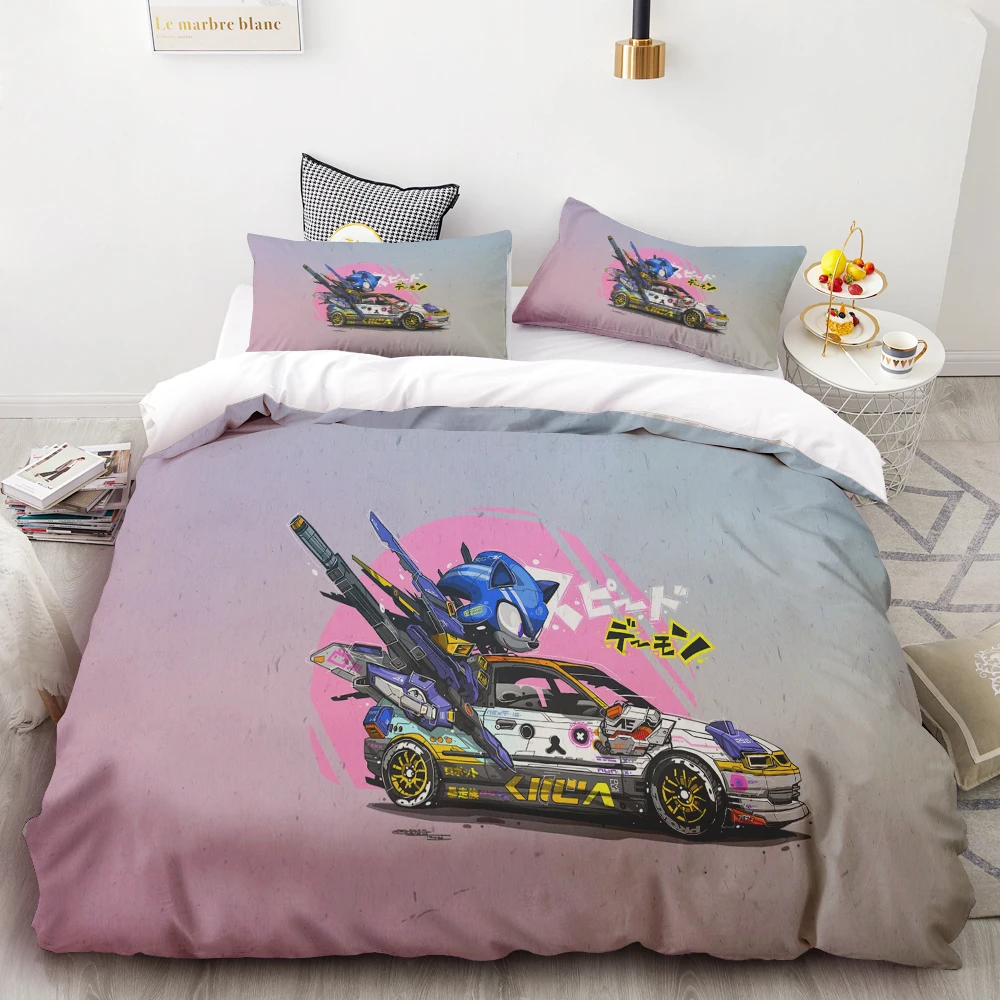 غطاء لحاف سونيك مطبوع رقميًا ثلاثي الأبعاد ، طقم مريح ناعم ، منسوجات منزلية ، بوليستر ، حجم ملكي ، هدية غرفة نوم للمراهقات ، 3 والي