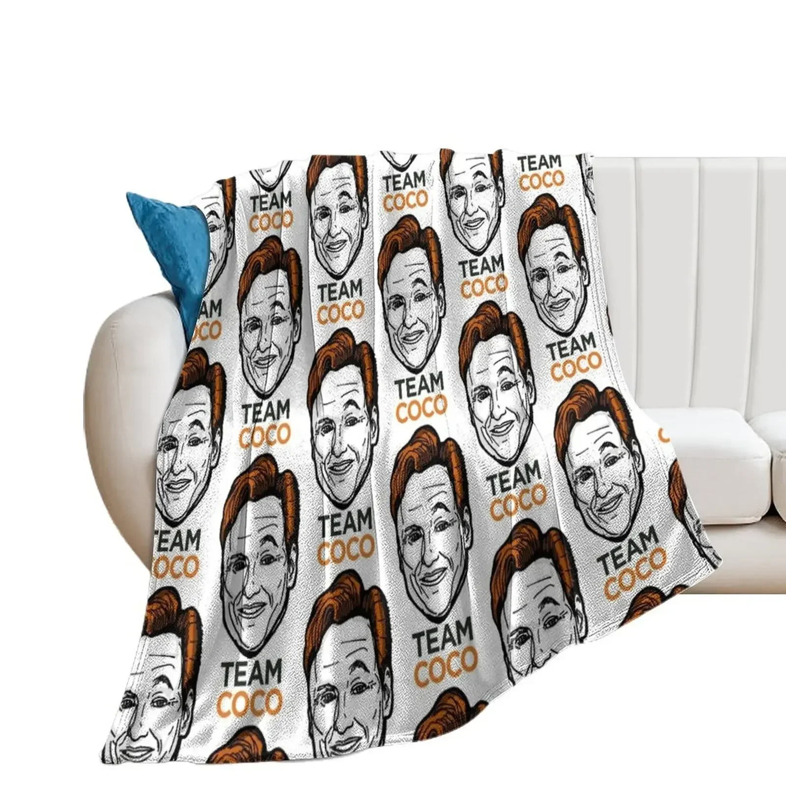 

Conan O'Brien Team Coco Smiles & Eyebrows Throw Blanket Thermals For Travel Bed Soft Plaid Blankets