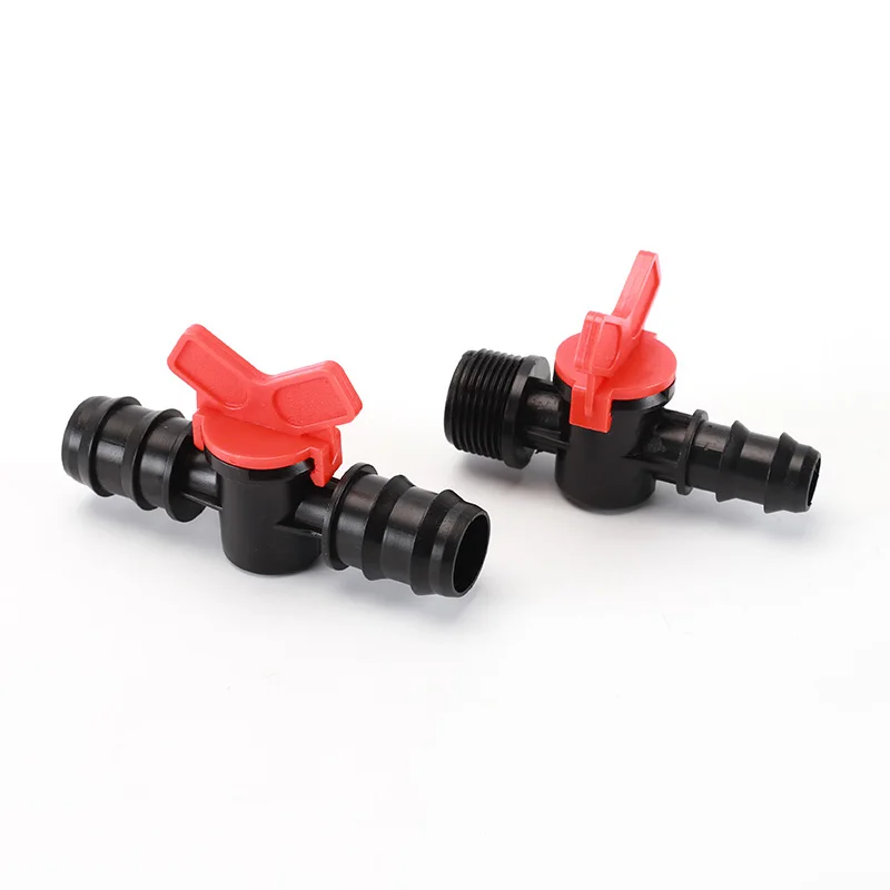 Platics Ball Valve 12 16 20 25mm Hose Barb Male Thread Two Way POM Switch Check Valve Aquarium Garden Micro Irrigation Connector