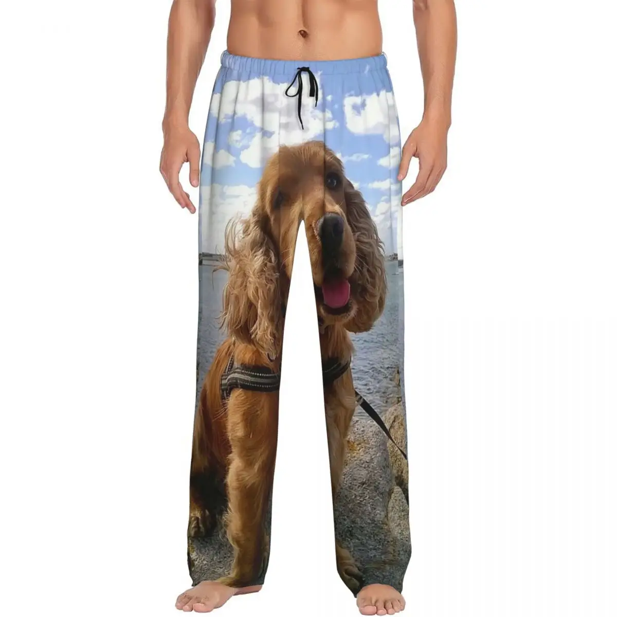 Custom Funny Cool Cocker Spaniel Dog Animal Pajama Pants Men Sleepwear Sleep Lounge Bottoms with Pockets