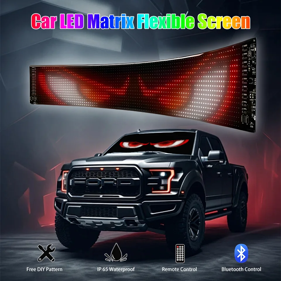 

Flexible LED Pixel Panel for Car Rear Window with Scrolling Text and Animation Effects DIY Customizable Lights and App Control