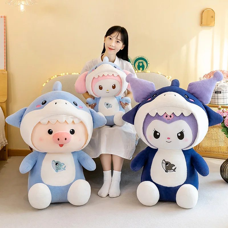 New Sanrio Cartoon Kawali Kuromi Hello Kitty My Melody Cinnamoroll Pillow Plush Toys Soft Stuffed Dolls for Kids Birthday Gifts