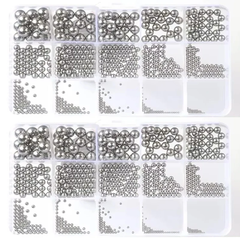 580pcs Steel Ball High Precision Bearing Ball Small Smooth Solid Bead Ball Round Bead Dia 1mm-10mm