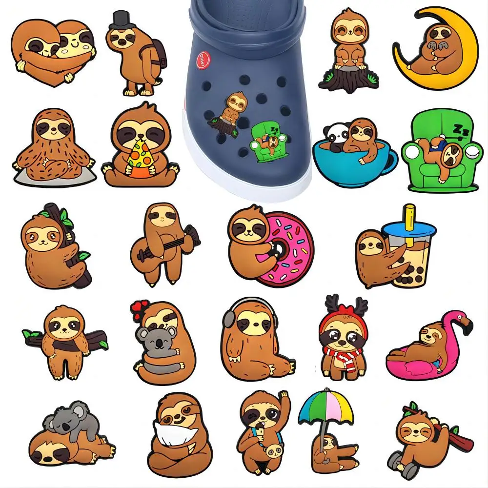 13/22pcs Lovely Sloth Animals series for Cartoon Shoe Charms Accessories for Classic Clog Kids Gifts