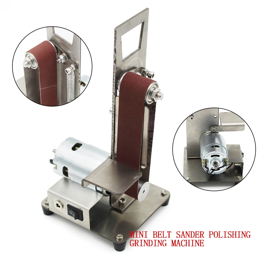 Mini electric belt machine DIY polishing machine grinding machine fixed angle sharpening machine blade desktop vertical 795 moto