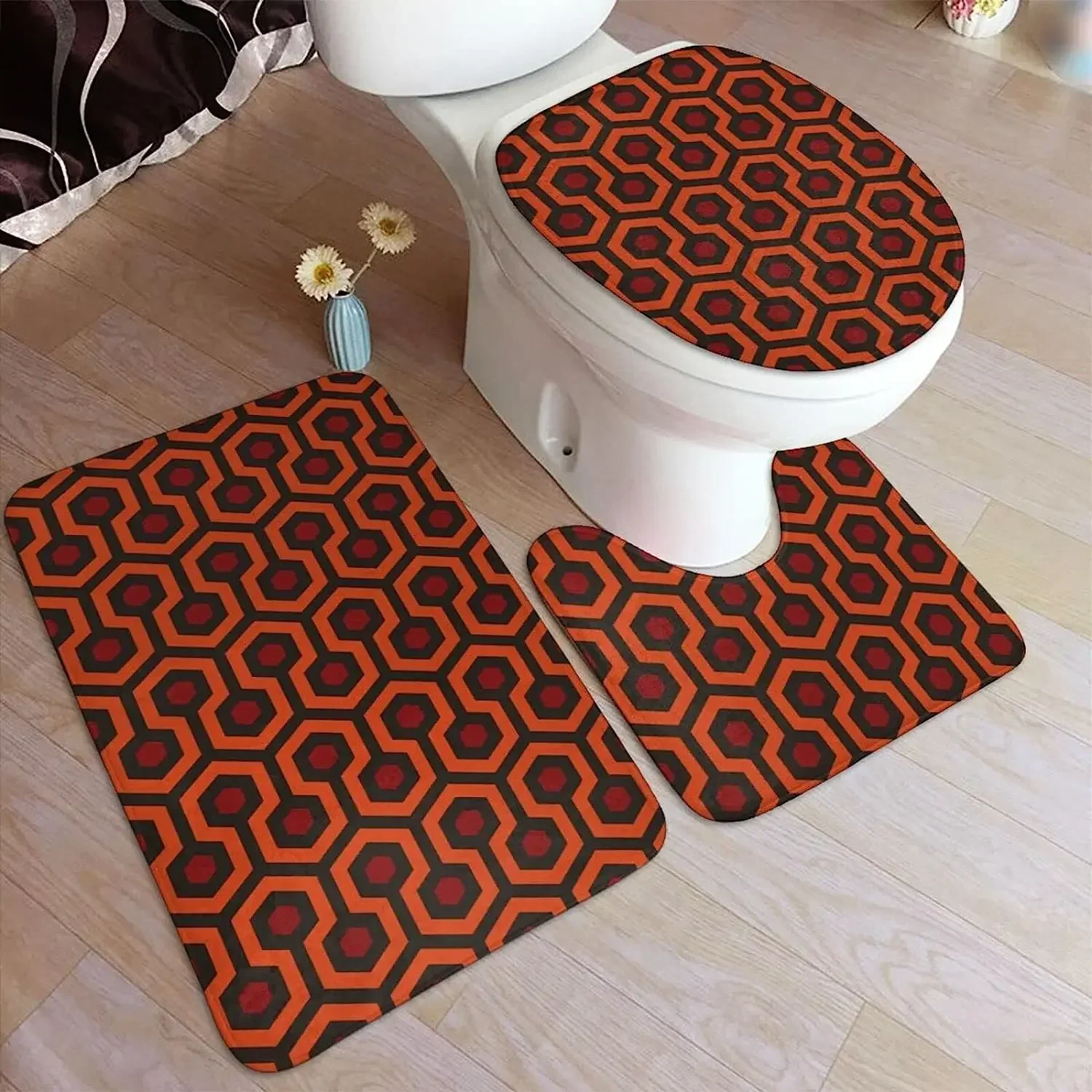 

Коврик для ванной комнаты The Shining Overlook в отеле, набор из 3 предметов, моющийся коврик для ванной комнаты с твердой резиновой подложкой