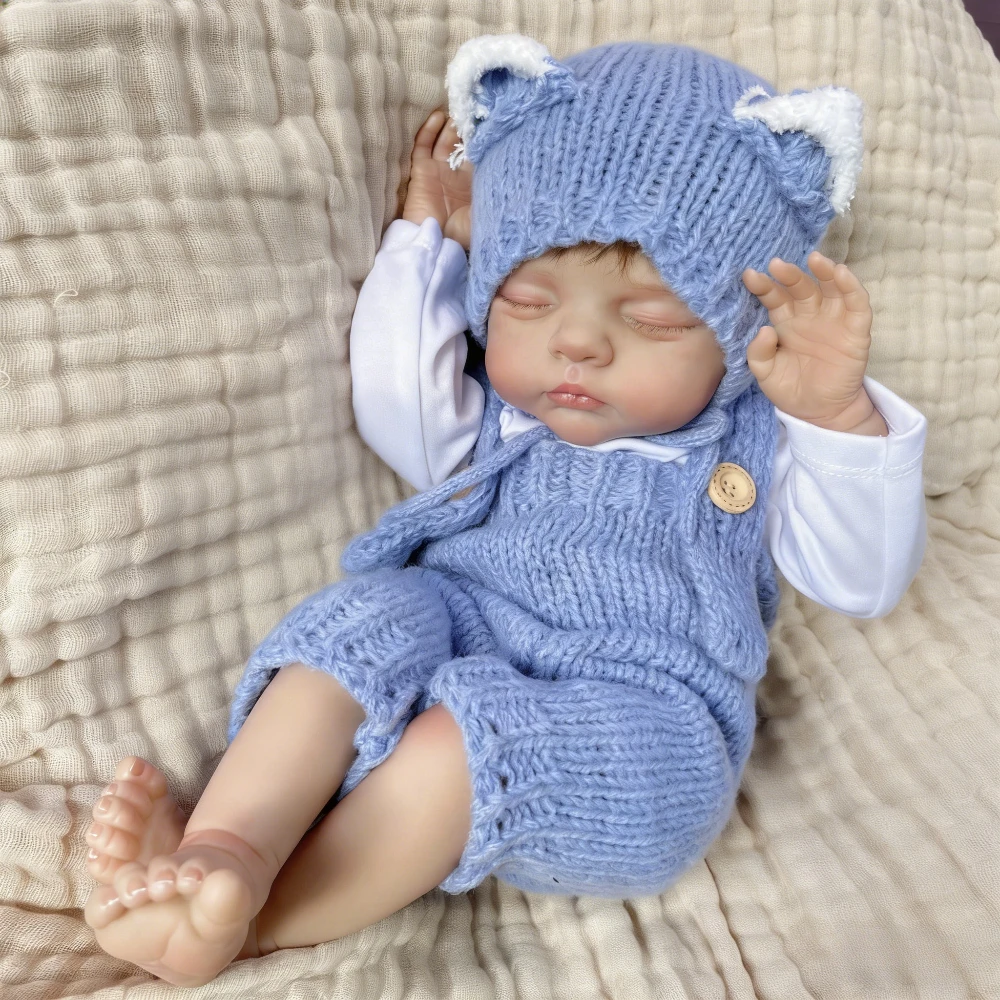 BZDOLL 48cm 19インチ 眠っているリボーンドール 3Dスキン ベビー人形 おもちゃ 本物そっくりのビニール製手足 布製ボディ リアルな外観の人形 手作り