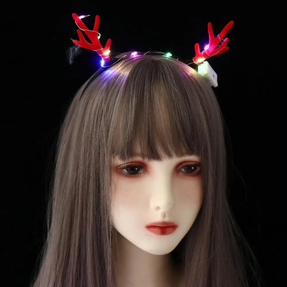 

LED Lights LED Glow Headband Colorful Plastic Flashing Headband Resin Luminous Luminous Deer Horn Hair Band Children