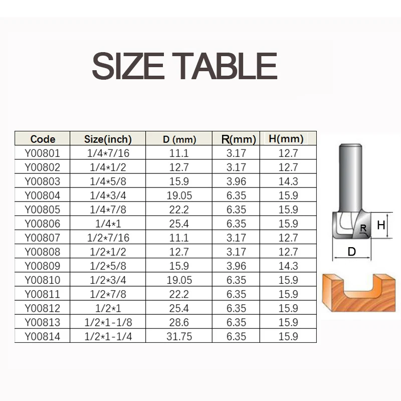 1pc Professional Grade Double Arc Round Bottom Router Bit Woodworking Milling Cutter Slotting Trimming Engraving Bit CNC Tool