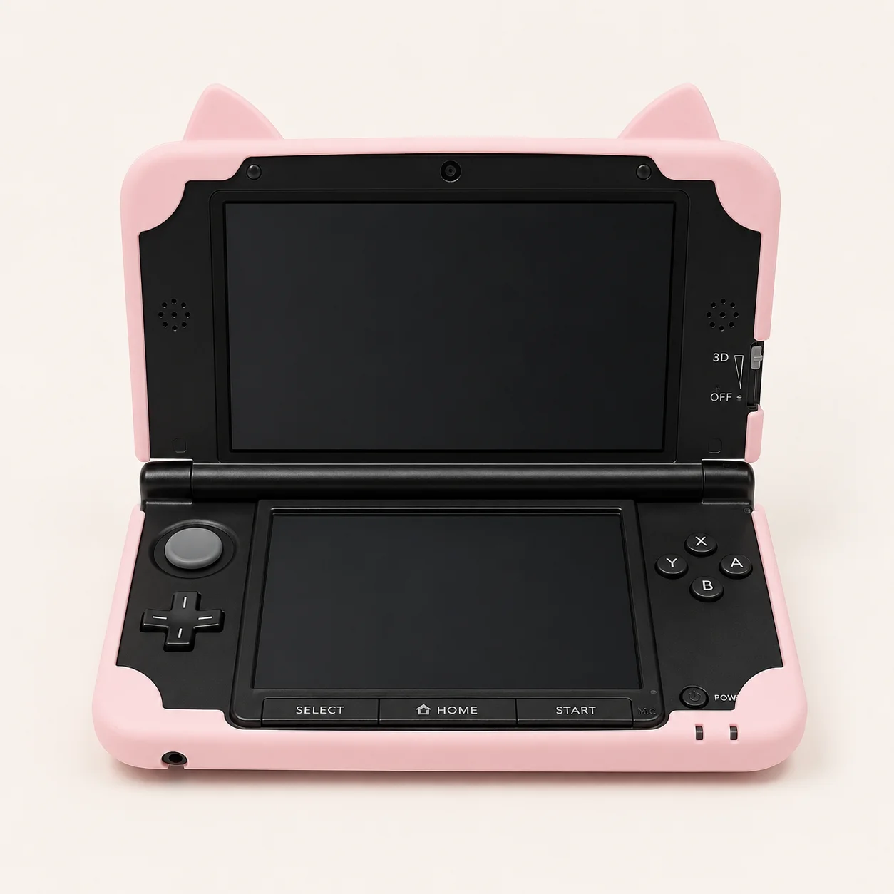 3D Cat Ear Silicone Case for Old Nintendo 3DS LL XL Full Coverage Soft Cover Thickened Corners Anti Scratch Shockproof Shell