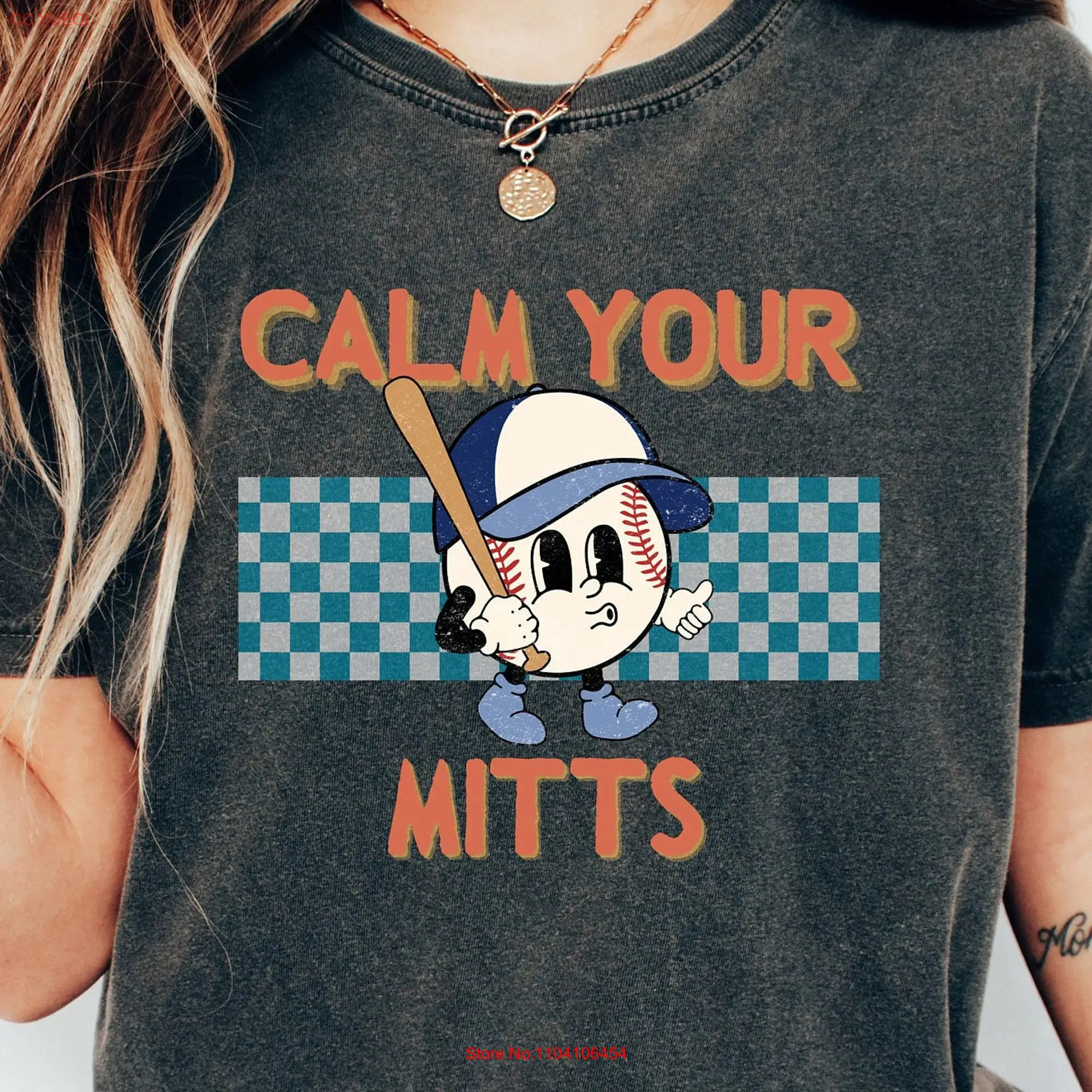 Calm Your Mitts Baseball Game Day T Shirt Mom For Women Sports Daddy Family long or short sleeves