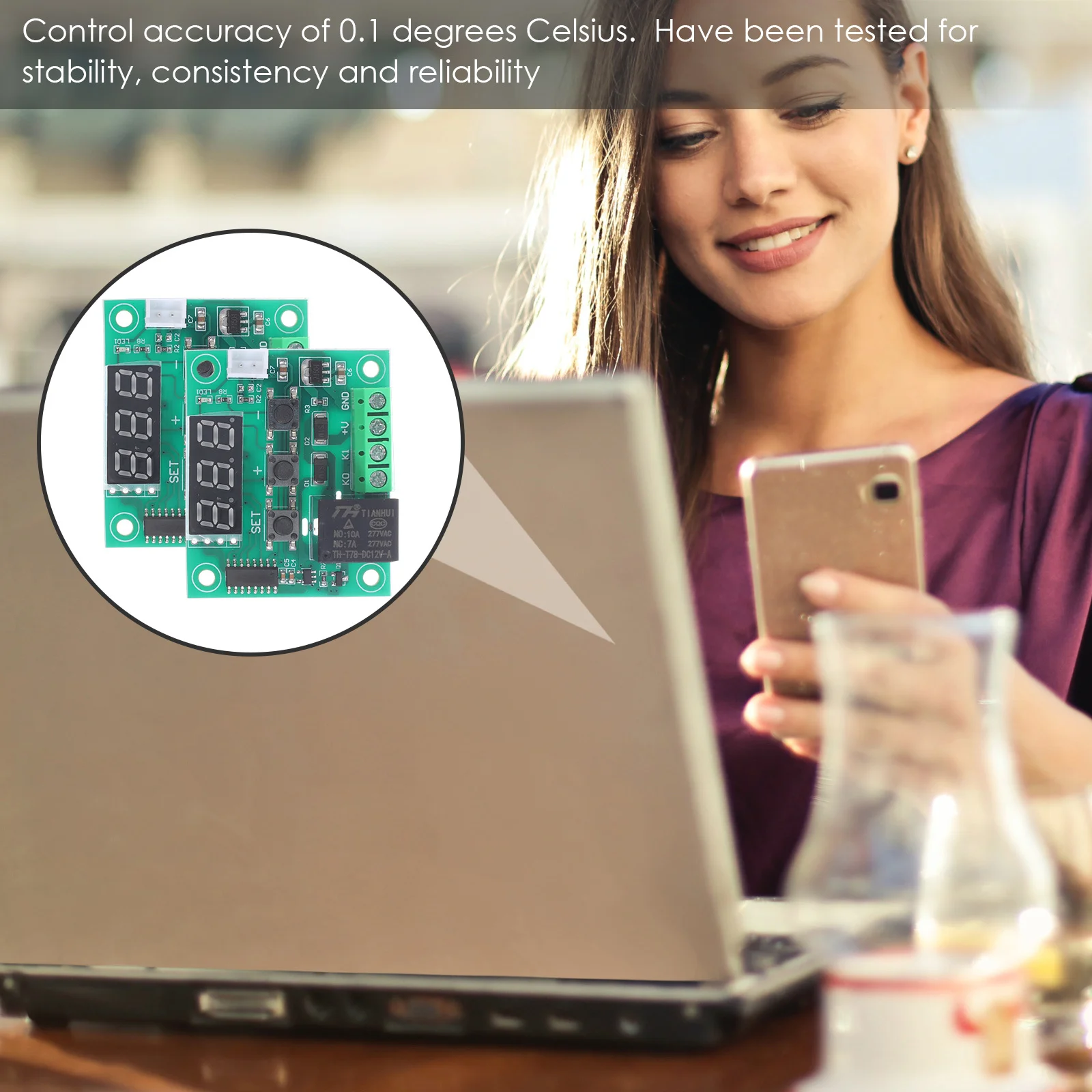 

2pcs Digital Thermostat Controller Module Temperature Control Board With Mcu Chip Memory High- Real-