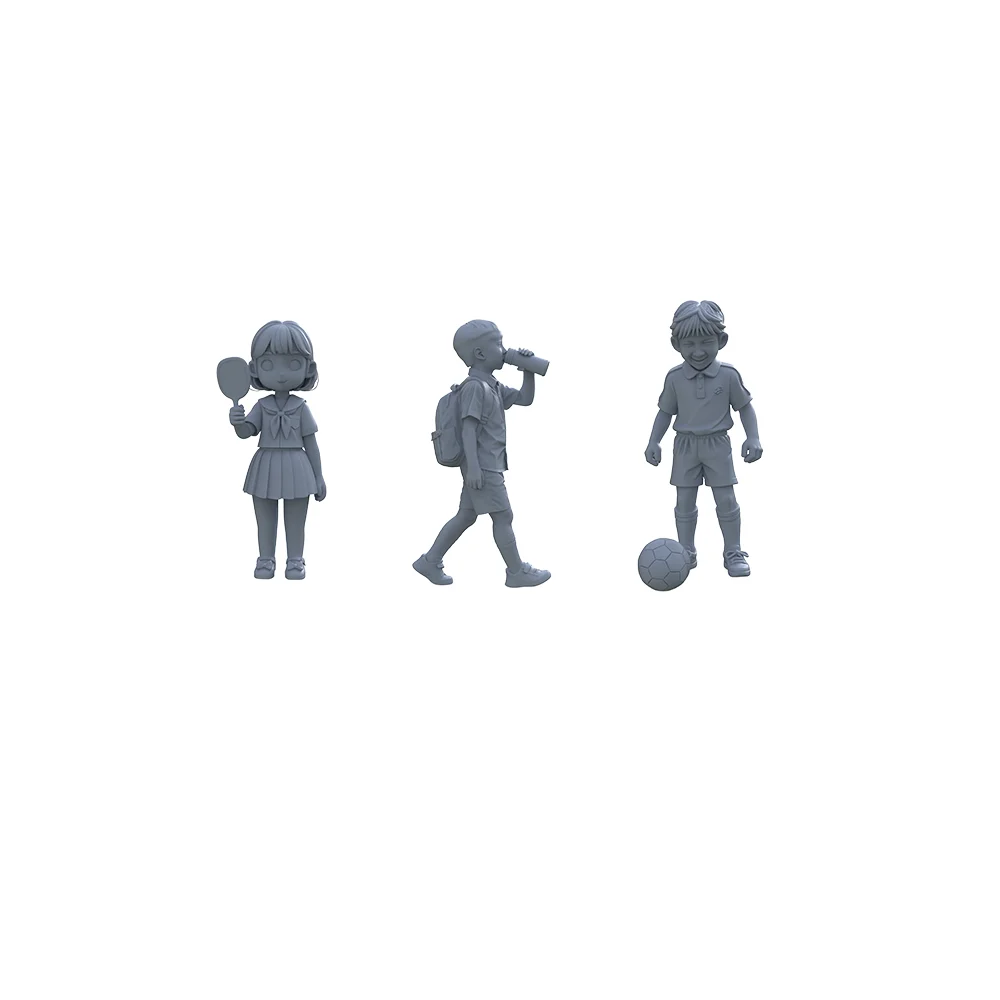 1/64 1/72 3Pcs School Life Miniature Figures  Scale Resin Model Kits for Diorama & Scene Decor