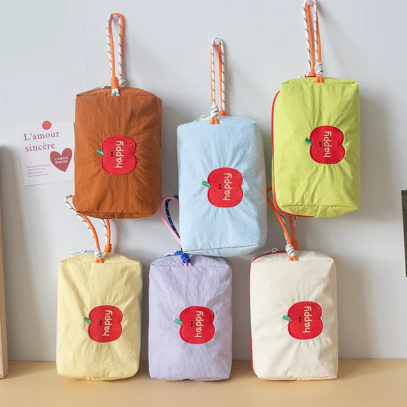 Cute Embroidered Waterproof Makeup Bag Fashion Handheld Large Capacity cosmetic Cell Phone Storage Bag For Girls Students