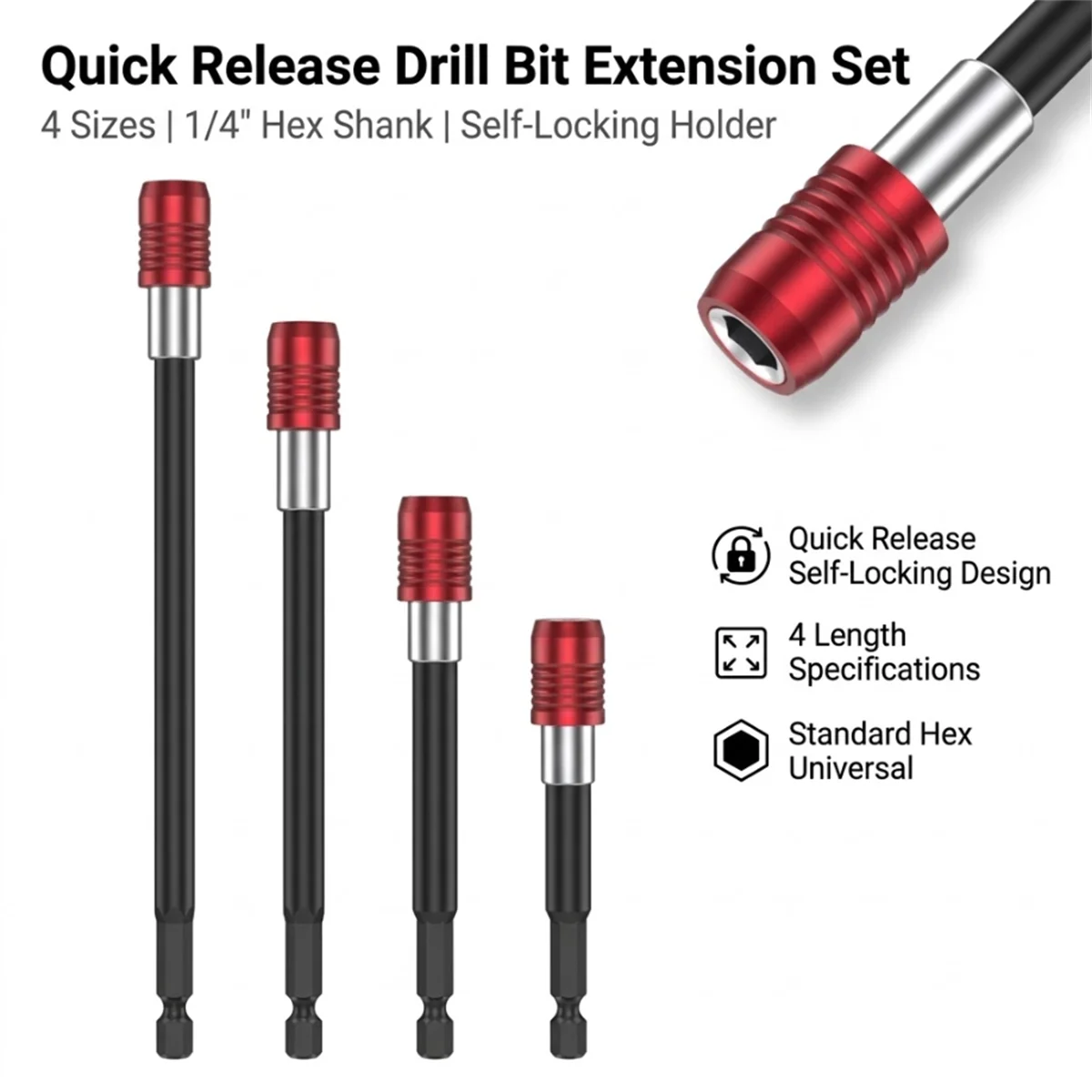 1/4 Hex Shank Magnetic Screwdriver Bit Holder Quick Release Extension Bar 60-300mm 2.4-12 Inch for Drill Power Tool Accessories