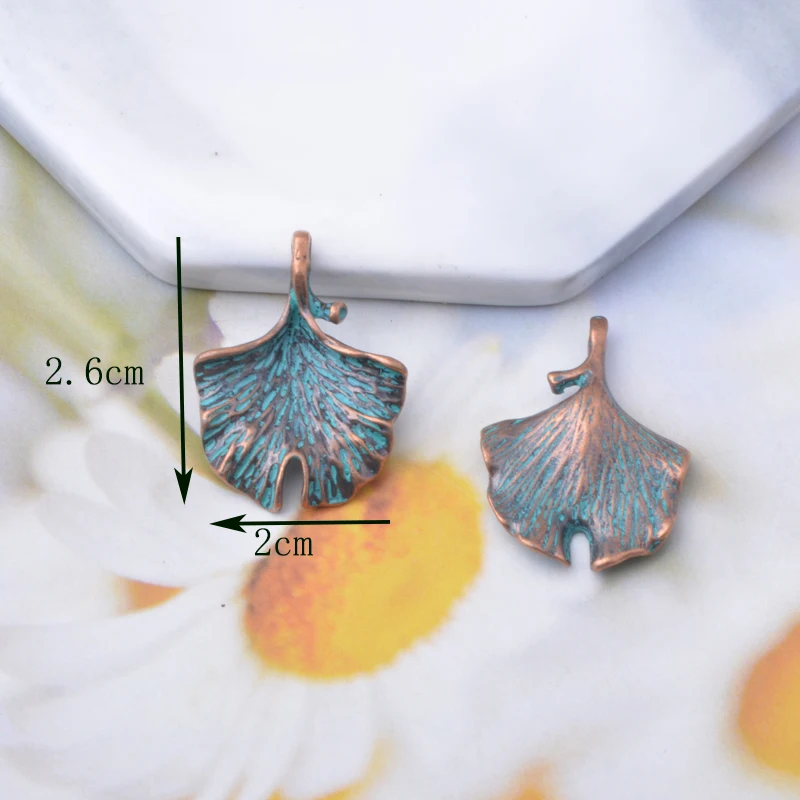 10pcs Bohemian style Antique bronze Ginkgo Charms Metal Pendants DIY Making Earrings Women Jewelry