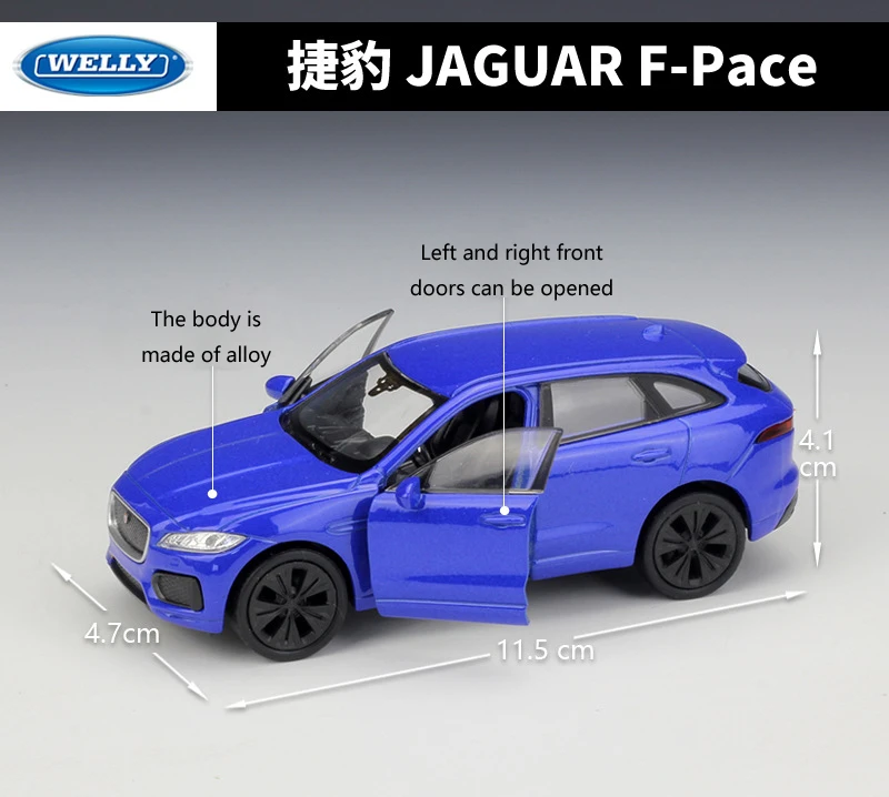 WELLY 1:36 JAGUA F-PACE SUV Car Model Car Metal Pull Back Car High Simulation Diecast Alloy Toy Car For Children Gift B91