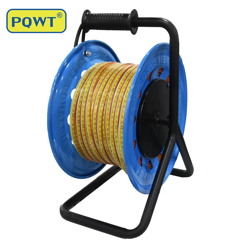 PQWT 100m Underground Borehole Measuring Tape ABS Dip Meter 14mm Probe Water Level Meter