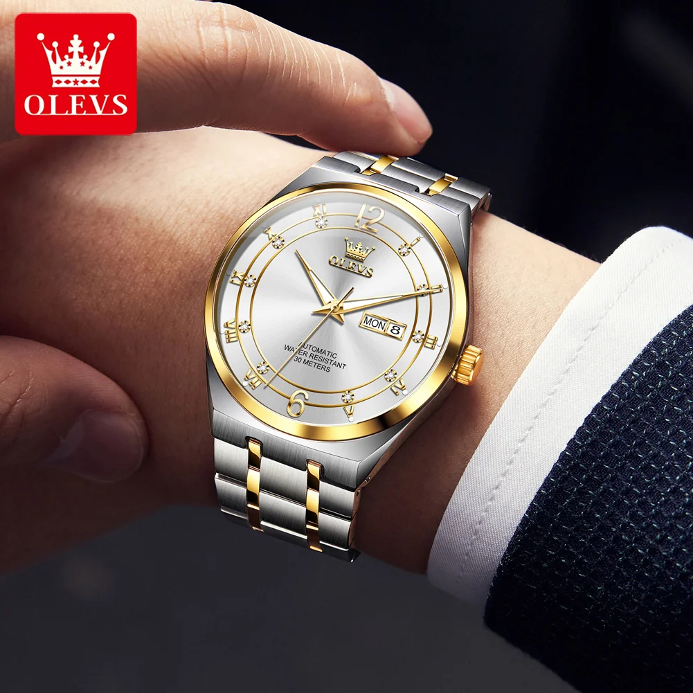 OLEVS 7068 Mechanical Watch for Men 30M Waterproof Luminous High Quality Stainless steel Luxury Men's Automatic Watch