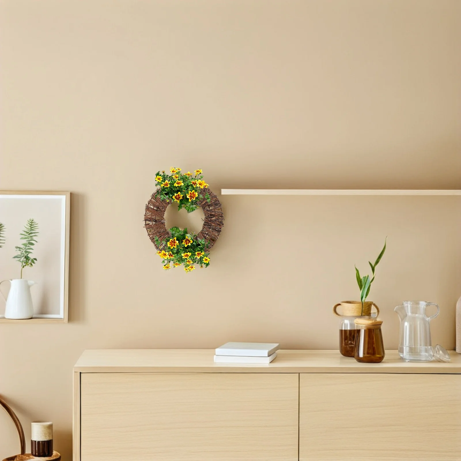 

9.4 Inch Natural Rattan Wreath Rings Handcrafted Vine Twig Hoop DIY Crafts Rustic Flower Garland Wall Hanging Decor