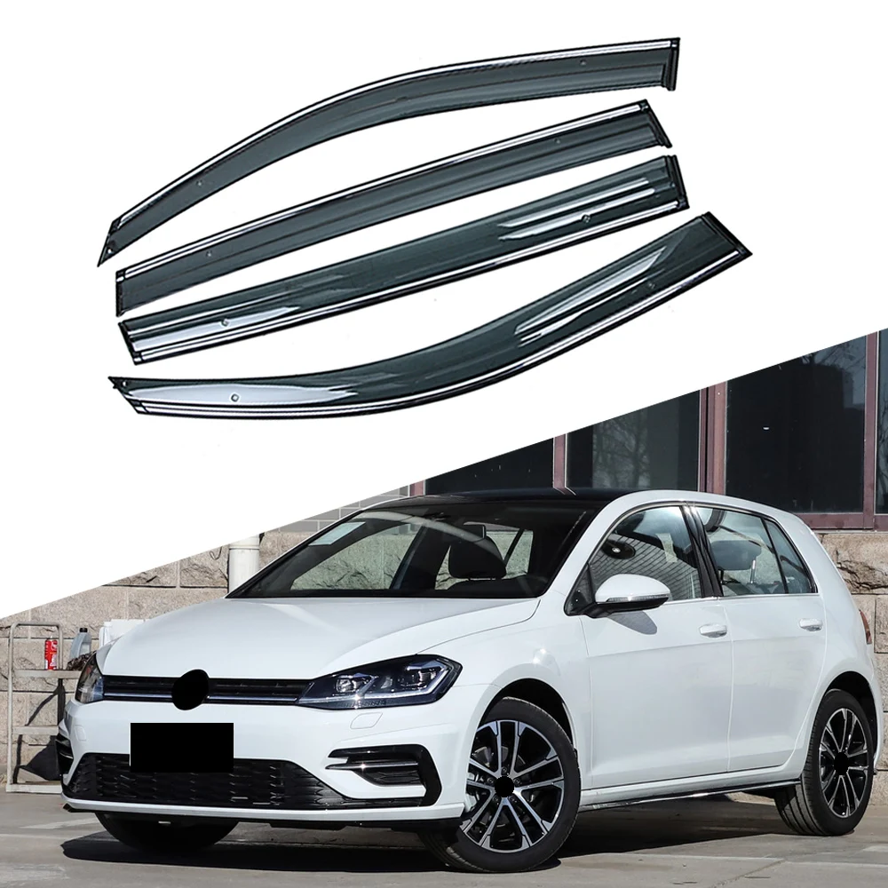 

For VOLKSWAGEN VW GOLF R-Line 2017-2019 Car Window Sun Rain Shade Visors Shield Shelter Protector Cover Trim Frame Sticker