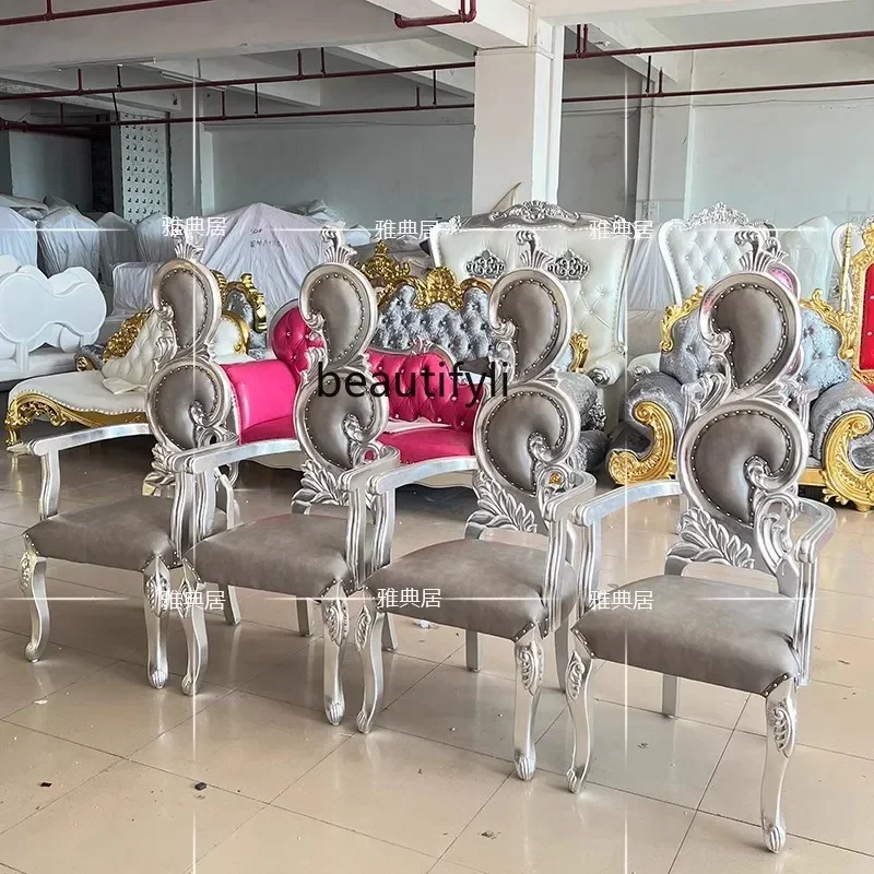 Neoclassical European style luxury solid wood leisure chair banquet wedding chair image chair collection