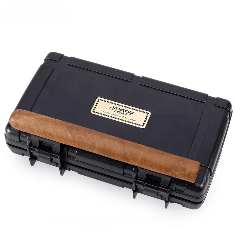 

JIFENG Portable Travel Humidification Box for Cigars Five Pieces of Plastic Cedar Wood Anti-slip Groove Sponge Cigar Box