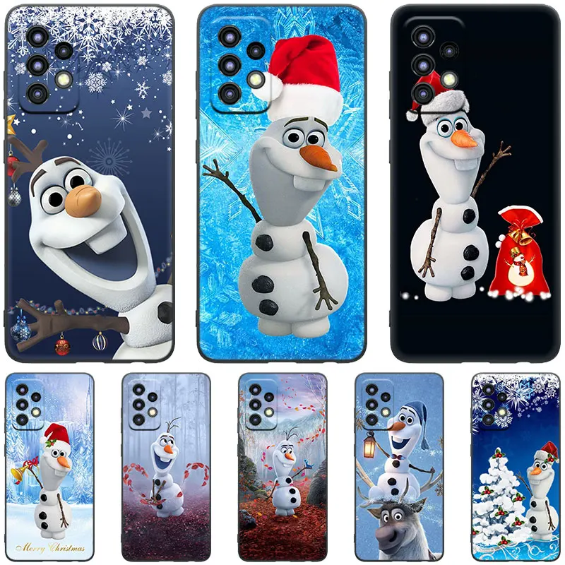 Disney Frozen Olaf Black Case For Samsung Galaxy A04S A04E A12 A13 A14 A22 A23 A32 A33 A34 A50 A51 A52S A53 A54 A70 A71 A72 A73