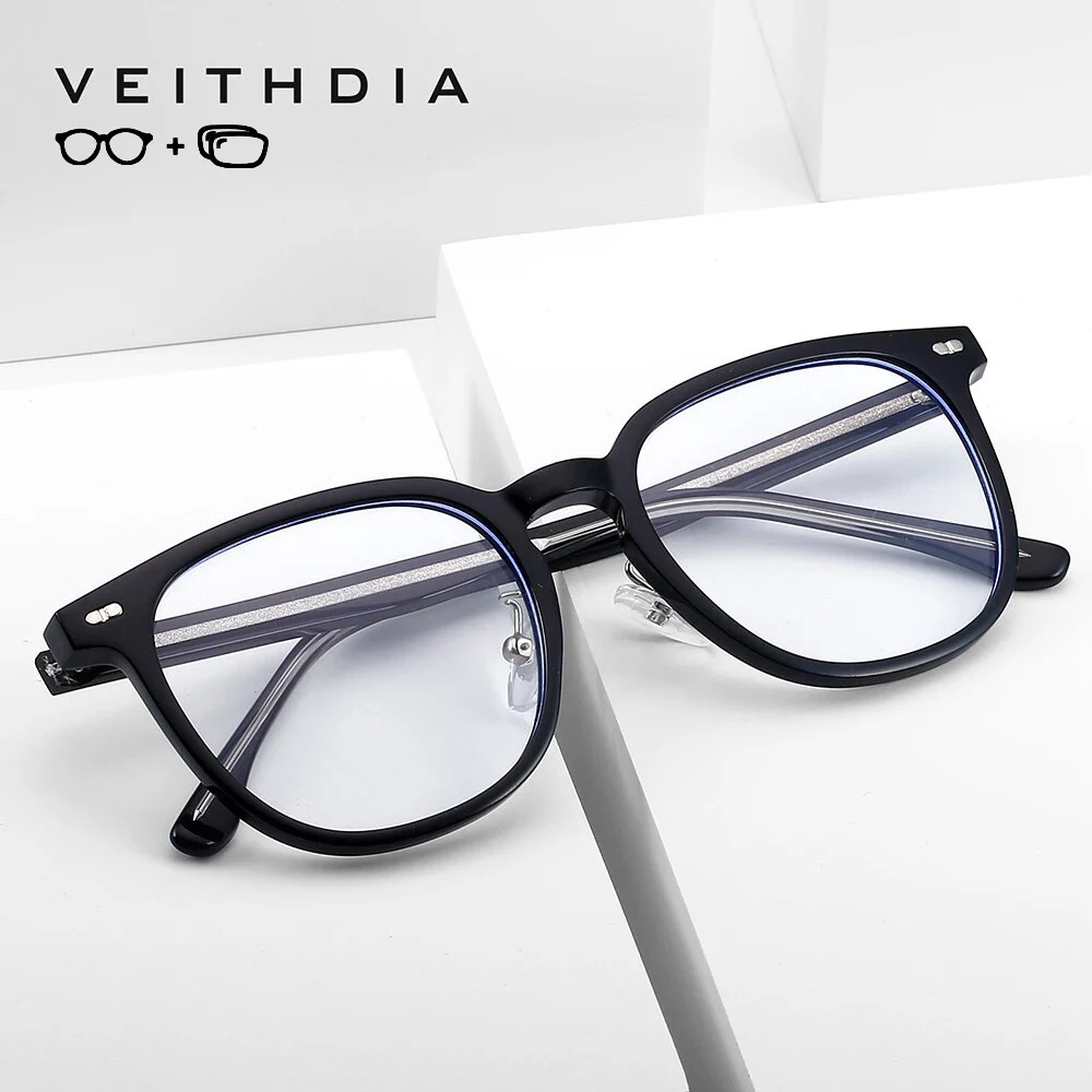 

VEITHDIA Progressive Prescription Glasses Custom Photochromic Myopia Optical Eyewear Round Eyeglasses Frame P0736