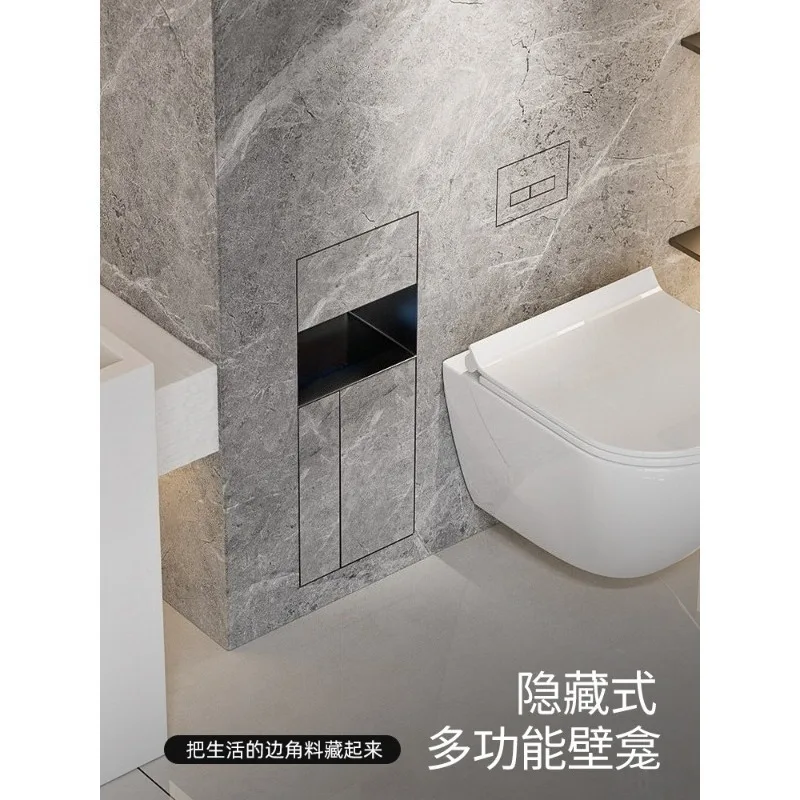 304 Stainless Steel Embedded Bathroom Niche, Hidden Trash Can Toilet Brush Holder Concealed Tissue Box Storage