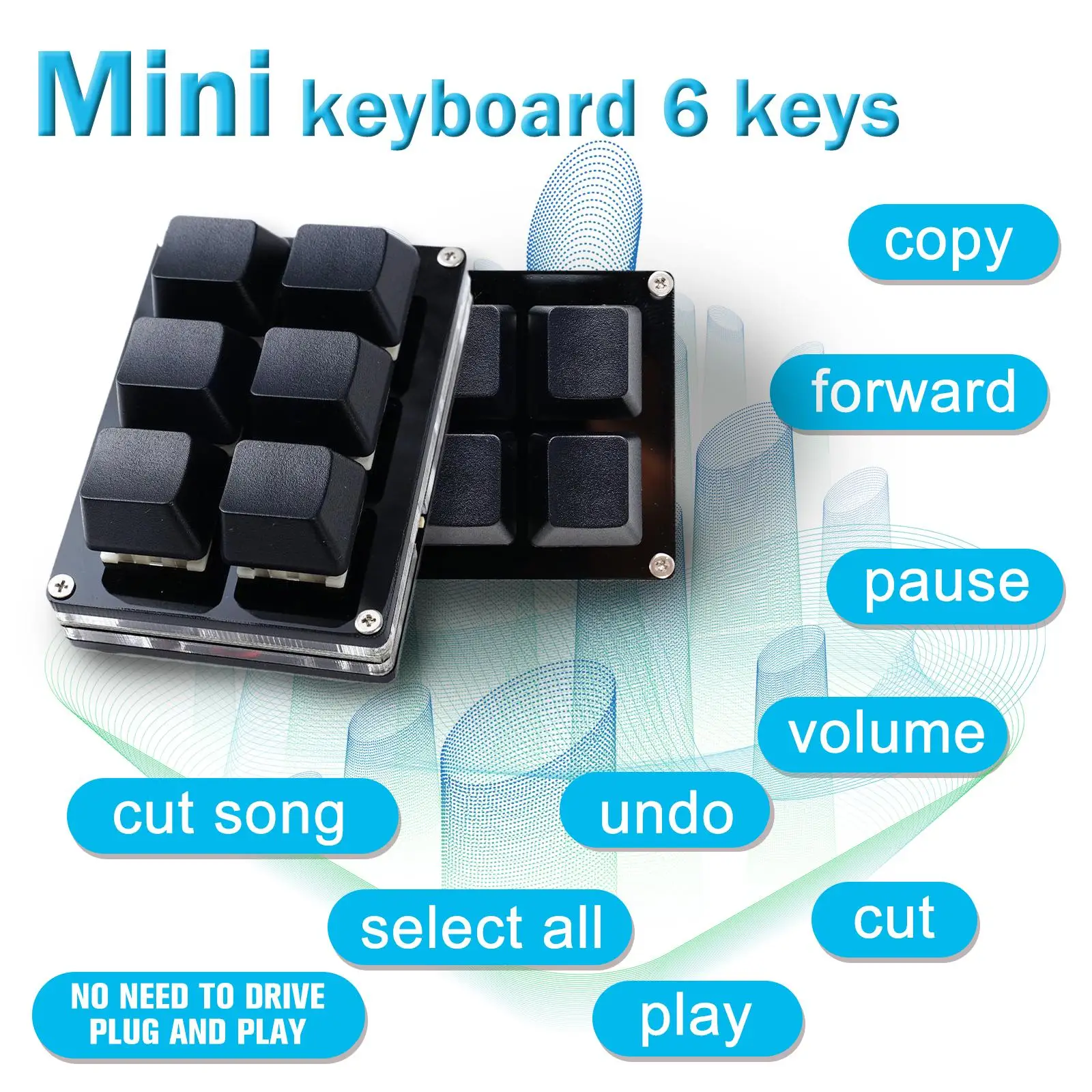 Mini Keypad 6 Keys Black USB DIY Shortcut Function Keyboard Custom Programmable Mechanical Keyboard For Gaming Keyboard