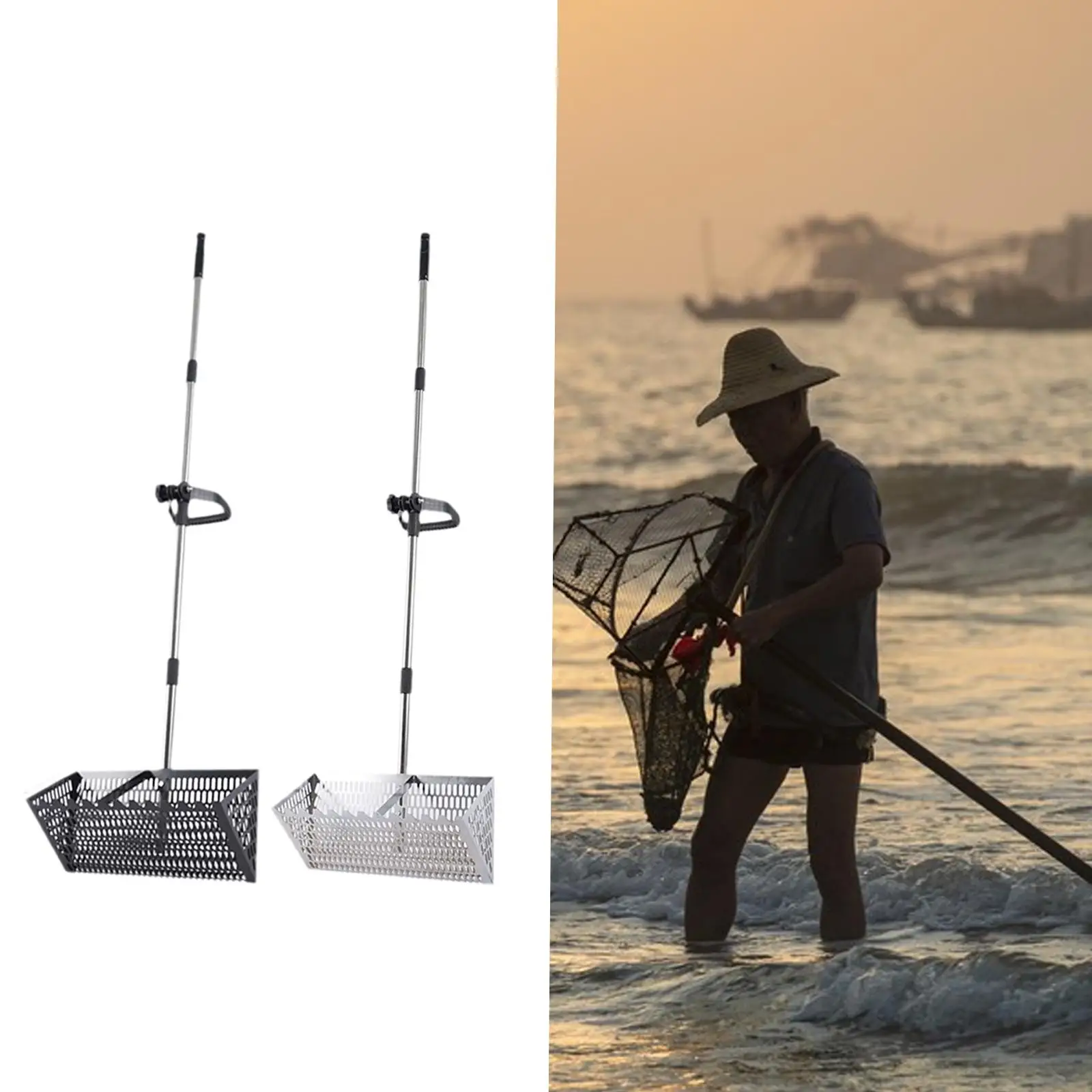 

Sand Rake Sand Sifter Convenient Large Telescopic Handle Multifunctional Sifting Easy Cleanup Carbon Steel Scooper Deep Spade
