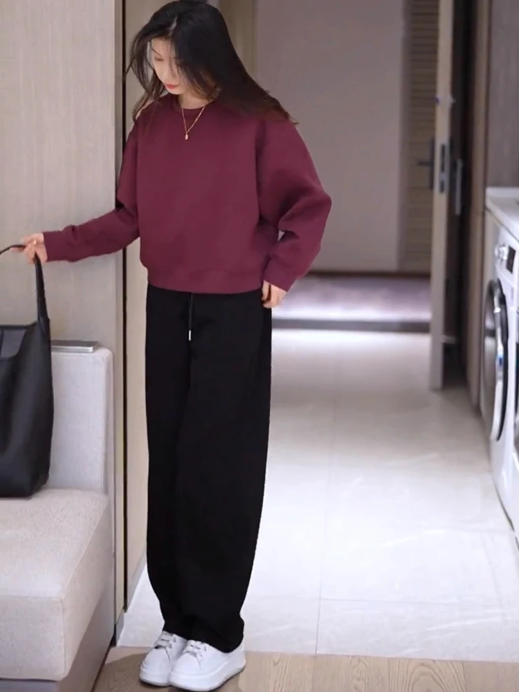 

Fashionable Fleece Lined Thickened Long Sleeve Hoodie Set for Women Spring Autumn Stylish Streetwear Comfortable Casual Sport...