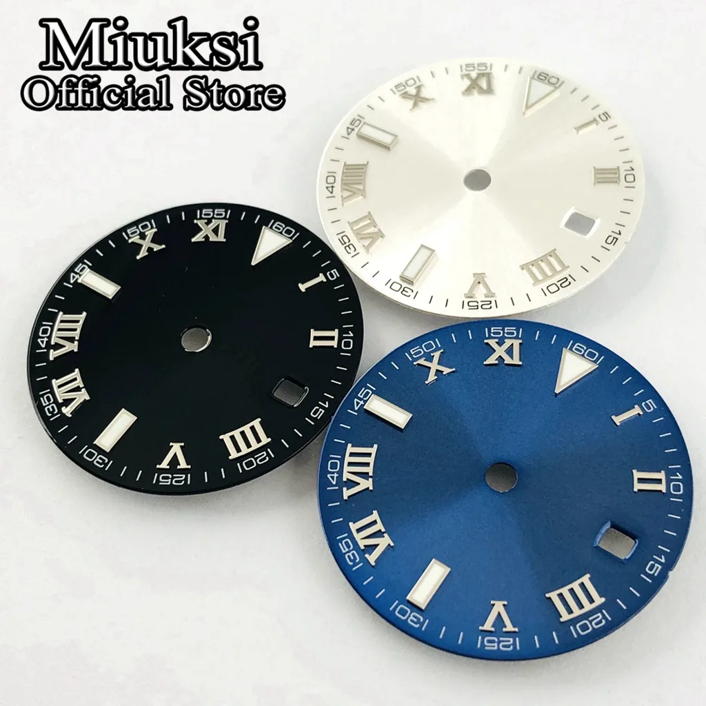 Miuksi 29.2mm silver/blue/black sterile watch dial fit NH35 ETA2824 2836 Miyota 8205 8215 821A Mingzhu DG2813 3804 movement