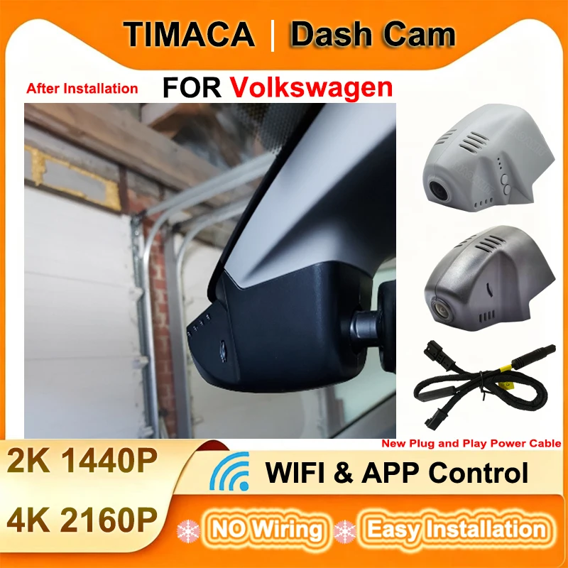 TIMACAM for Volkswagen vw Atlas Tiguan Passat Allspace Golf Arteon Sharan Magotan for Skoda for Seat Dash Cam 2K 4K Wifi Car DVR