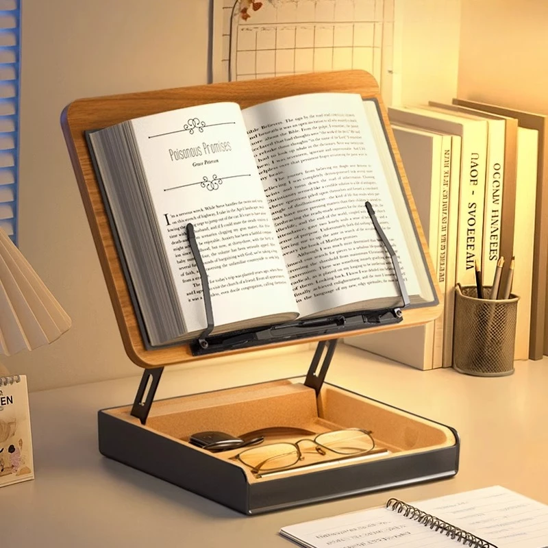

Wood Adjustable Book Holder Ergonomic Reading Rack for Laptop/Tablet Multi-Angle Page Holder Students Study Desk Organizer