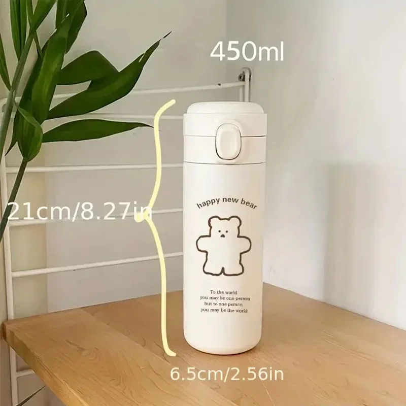450 مللي الدب كوب قارورة عازلة السفر في الهواء الطلق الرياضة زجاجة ماء المحمولة كوب تشغيل ركوب التخييم التنزه غلاية ترموس تفريغ #4