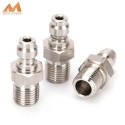 8 MM Vulkop Rvs Air Bijvullen Adapter Fittings zonder eenrichtingsversteller Snelkoppeling M10x1 Stekker 3 stks/set