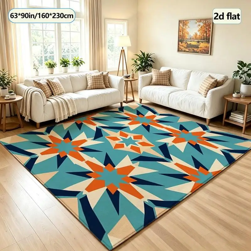 Bohemian Style Star Geometric Print Carpet Non-Slip Carpet Soft Indoor Living Room Bedroom Home Decoration Floor Mat