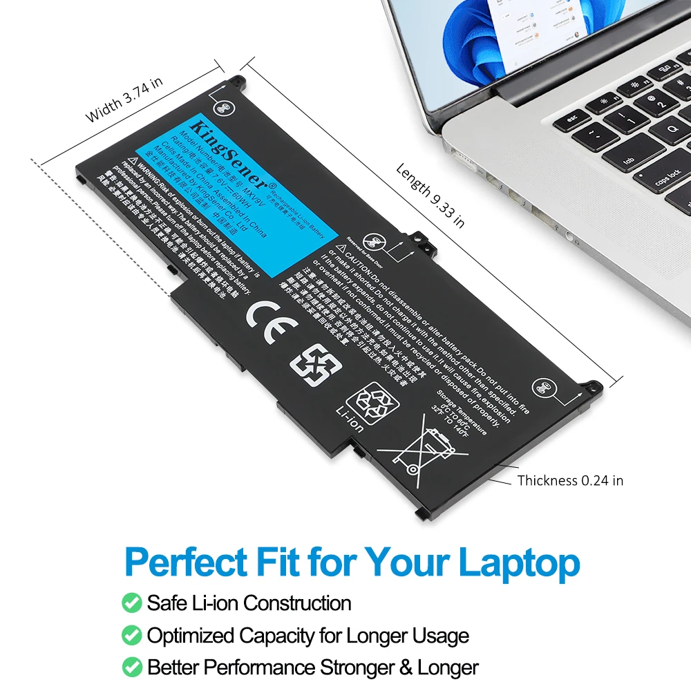 KingSener 7,6 V 60WH MXV9V Laptop Akku Für DELL Latitude 7300 7400 5300 5310 5300 5310 2-in-1 Serie 5VC2M 05VC2M 829MX 0829MX – Detail 4