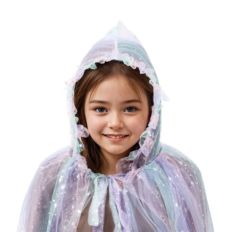 

Girls' LED Light-Up Hooded Cloak, Kids Colorful Flashing Princess-Style Cape for Christmas Holiday Parties & Stage Performances