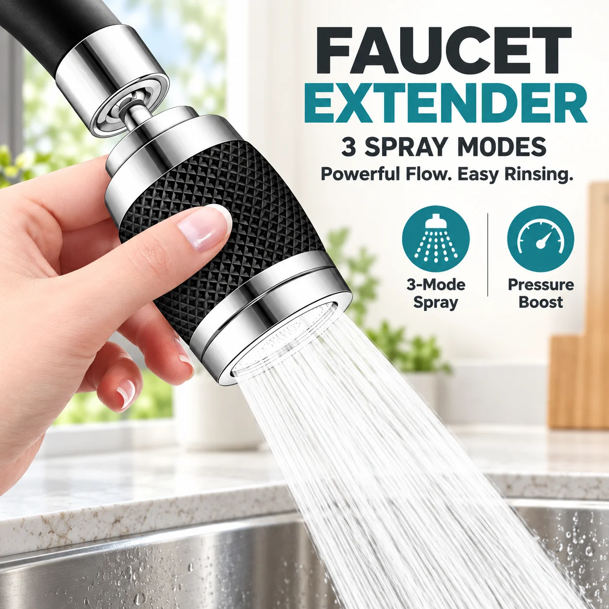  Universal Rotating 3 Modes Faucet Filter Extender Multifunctional Anti-splash Bubbler Adapter Pressurized Water Outlet﻿