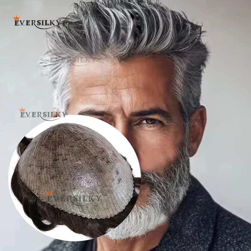 

Natural Hairline Men's 1B30 1B65 1B80 Grey Black Human Hair Wig Cheapest Thin Microskin Full Skin PU Capillary Prosthesi Durable