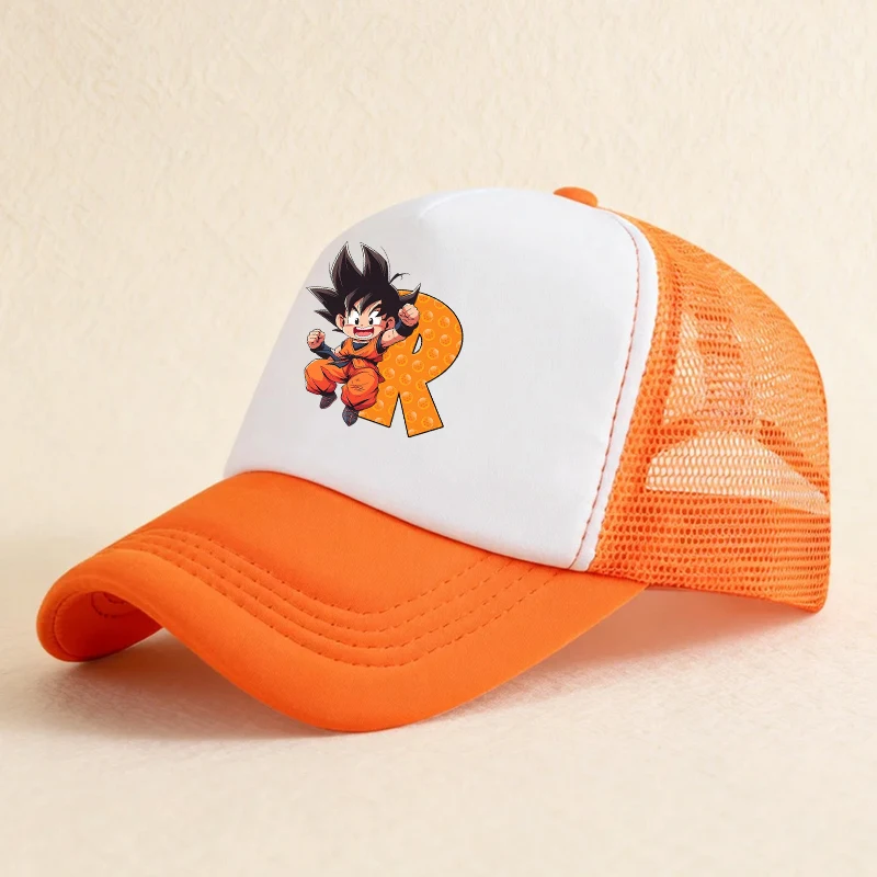 

Dragons BallZ Series Baseball Hat Cartoon A-Z Letter Peaked Cap Anime Goku Summer Breathable Mesh Man Student Sunhat Funnt Gift