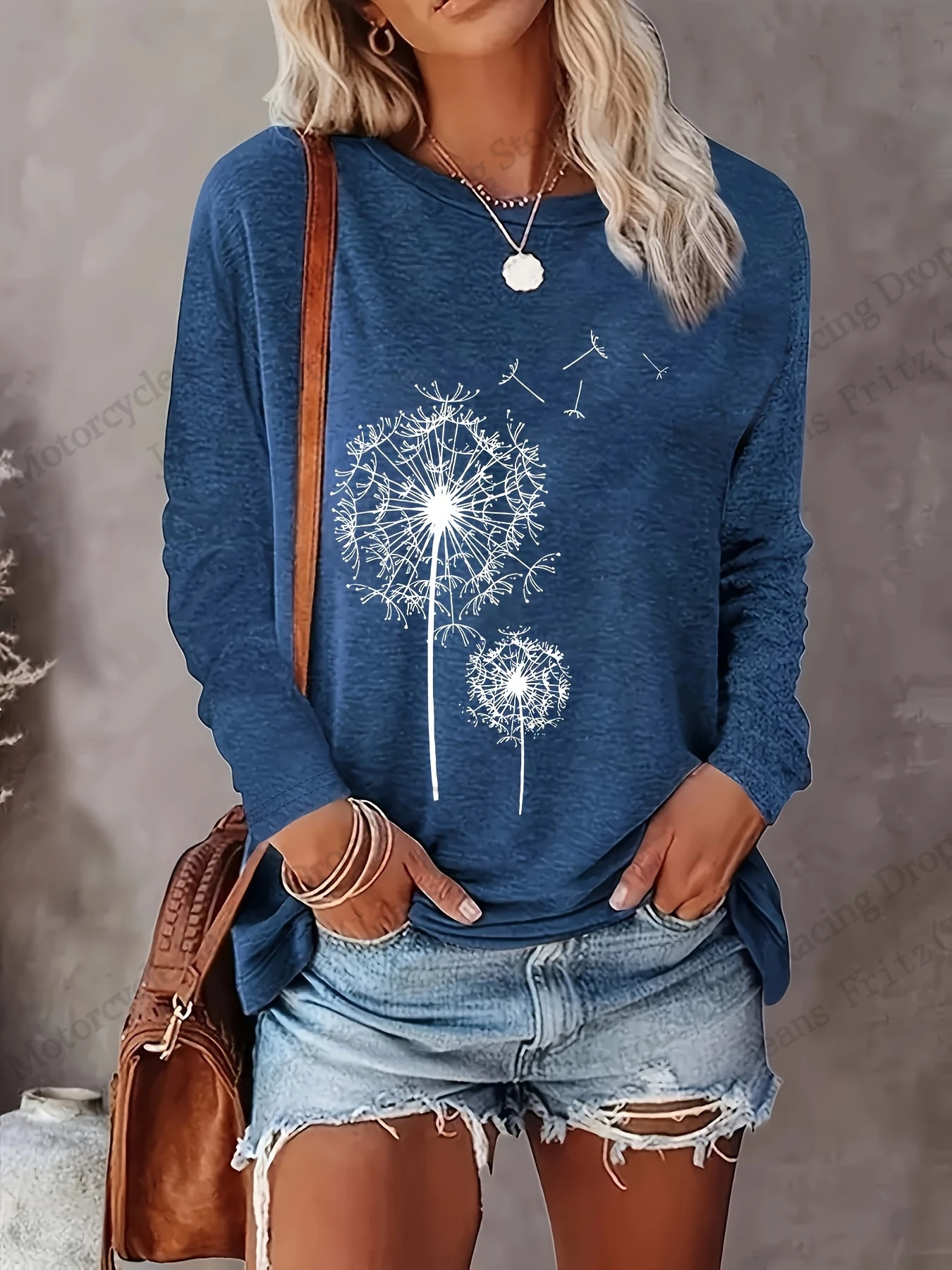 

Womens Floral Dandelion 3D Print Long Sleeve T-shirt Women Fashion Casual Oversized T-shirt Women Clothes Vintage Tops Tees New