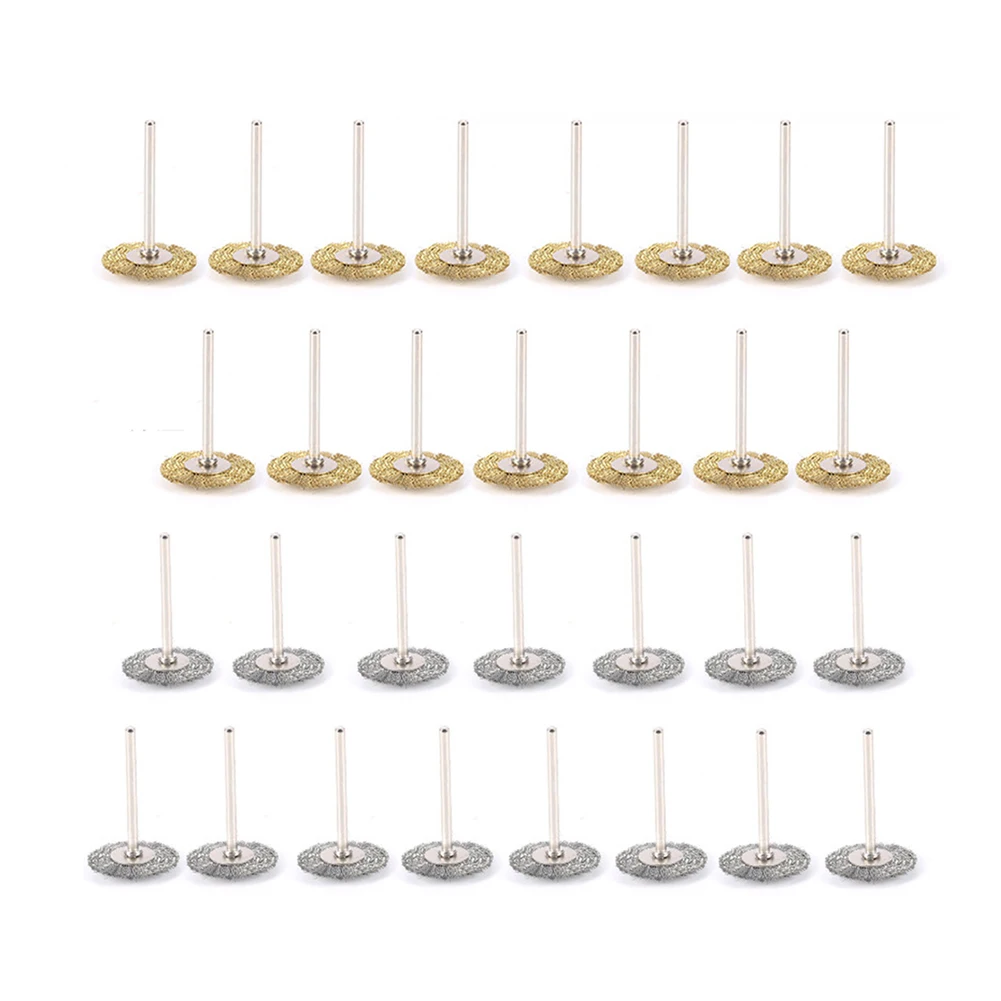 30pcs Wire Brush Wheel Cup Brush Set Steel Copper Wire Wheel For Rust Removal Deburring Brush For Accessory Rotary Tools