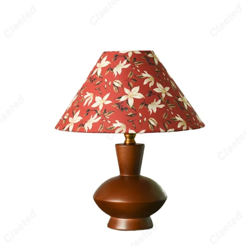 Creative New LED Printing Lampshade Retro Table Lamp Living Room Study Bedroom Bedside Decorative Atmosphere Lighting
