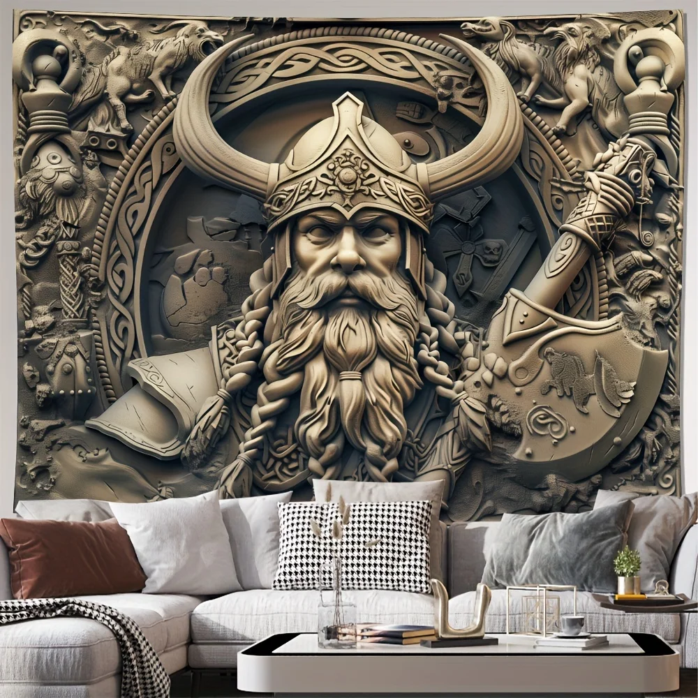 Viking Warrior Tapestry Perfect For Home Decor Adding A Touch Of Historical And Mythical Charm To Your Living Space