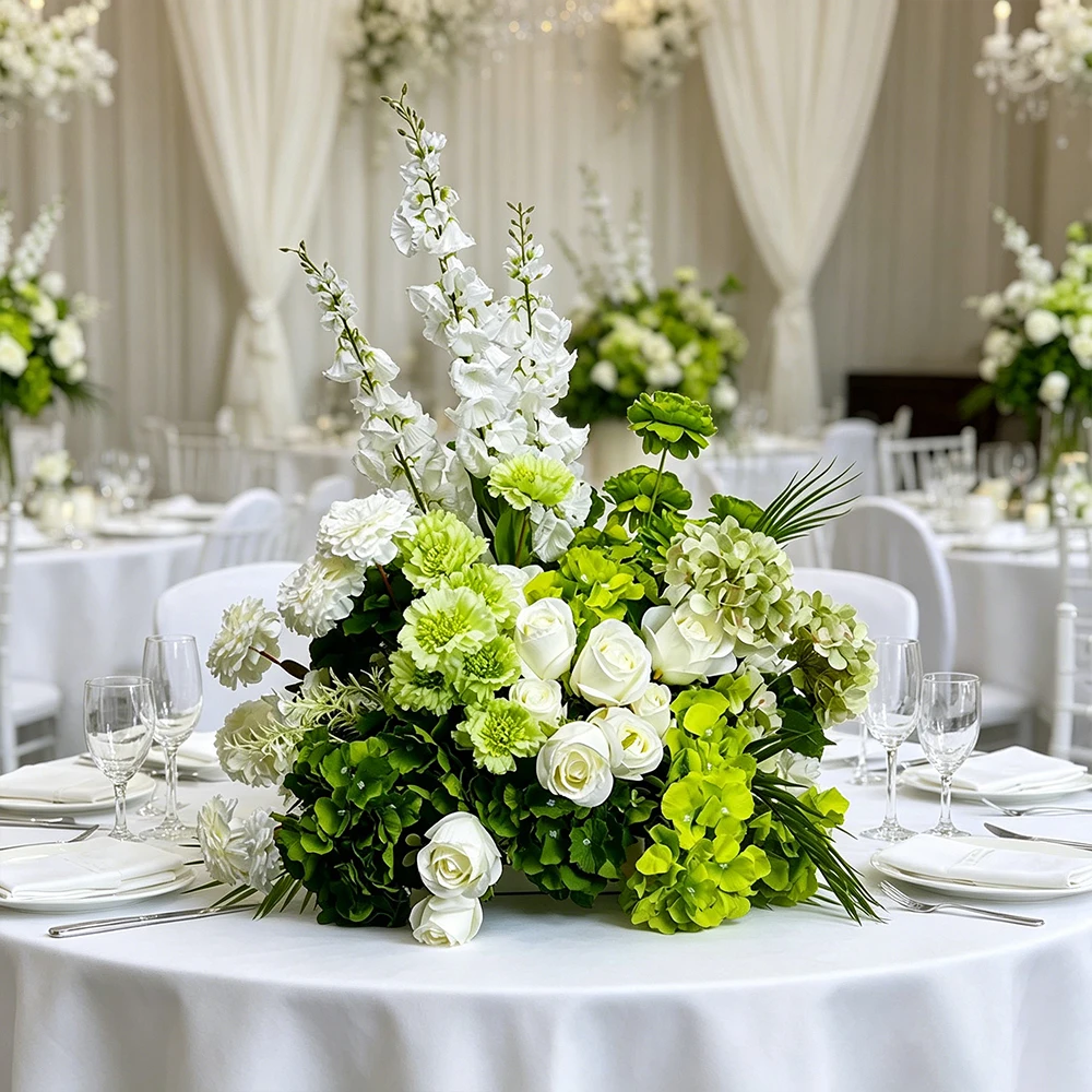 Luxury White Green Arrangement Wedding Backdrop Arch Hang Flower Row Table Centerpiece Event Party Floor Floral Supplies Deco - view 2
