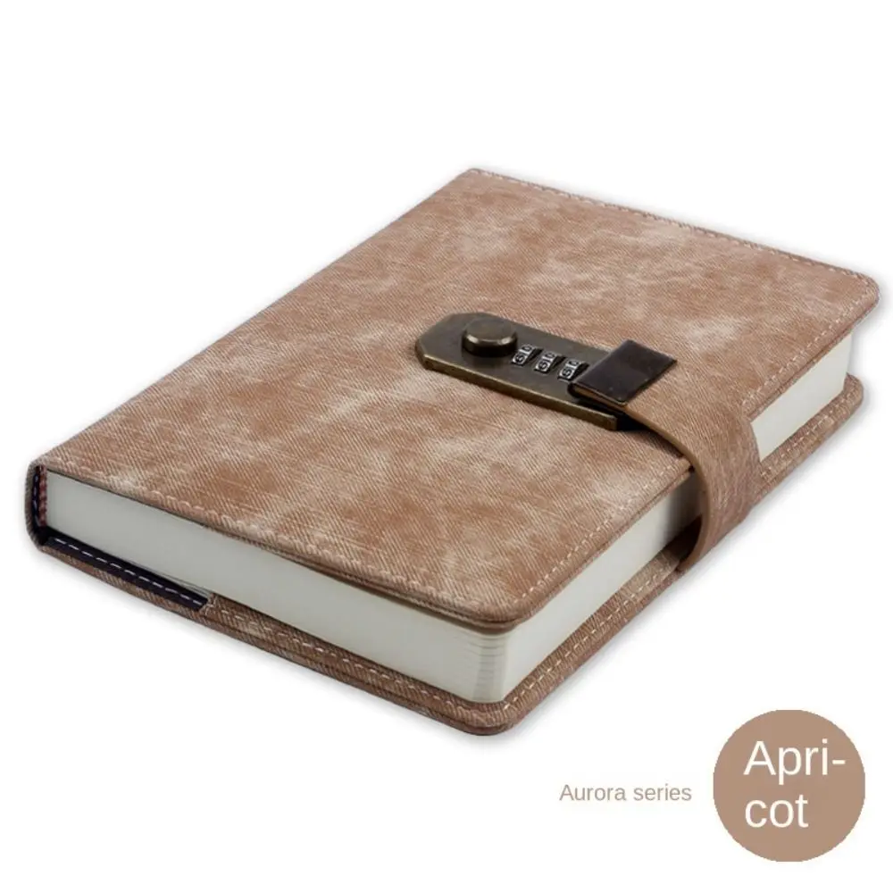 PU Leather Cover Diary Book with Lock Simple Atmosphere Chinese Style Password Lock Notebook Retro Thickened A5 Notebook